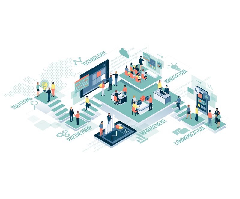 Business people and technology