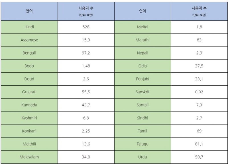 인도의 언어 환경